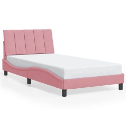 Cadre de lit sans matelas rose 100x200 cm velours 