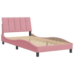 Cadre de lit sans matelas rose 100x200 cm velours 