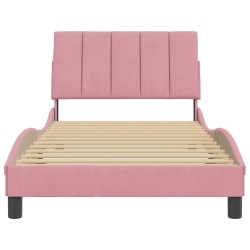 Cadre de lit sans matelas rose 100x200 cm velours 