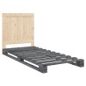 Cadre de lit sans matelas gris 90x200 cm bois de pin massif 