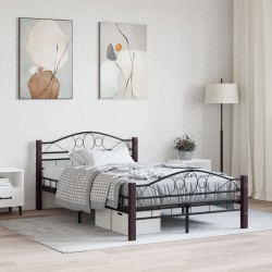 Cadre de lit sans matelas noir métal 140x200 cm 