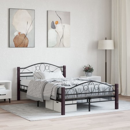Cadre de lit sans matelas noir métal 140x200 cm 