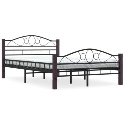 Cadre de lit sans matelas noir métal 140x200 cm 