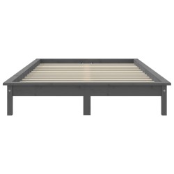 Cadre de lit sans matelas gris bois de pin massif 