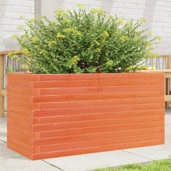 Jardinière cire marron 90x40x46 cm bois de pin massif 