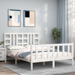 Cadre de lit sans matelas blanc 160x200 cm bois de pin massif 