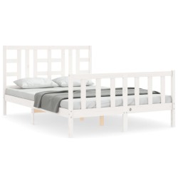 Cadre de lit sans matelas blanc 160x200 cm bois de pin massif 