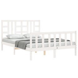 Cadre de lit sans matelas blanc 160x200 cm bois de pin massif 