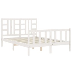 Cadre de lit sans matelas blanc 160x200 cm bois de pin massif 