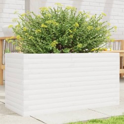 Jardinière blanc 90x40x46 cm bois de pin massif 