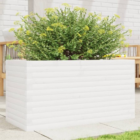 Jardinière blanc 90x40x46 cm bois de pin massif 