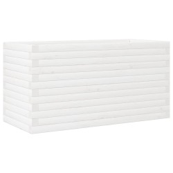 Jardinière blanc 90x40x46 cm bois de pin massif 