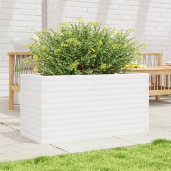 Jardinière blanc 90x40x46 cm bois de pin massif 