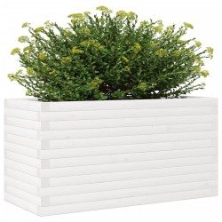 Jardinière blanc 90x40x46 cm bois de pin massif 