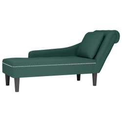 Fauteuil long et coussin et accoudoir droit vert foncé velours 