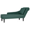 Fauteuil long et coussin et accoudoir droit vert foncé velours 