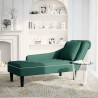 Fauteuil long et coussin et accoudoir droit vert foncé velours 