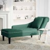 Fauteuil long et coussin et accoudoir droit vert foncé velours 