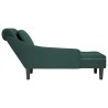 Fauteuil long et coussin et accoudoir droit vert foncé velours 