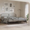 Cadre de lit métal sans matelas avec pied de lit noir 193x203cm 