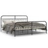 Cadre de lit métal sans matelas avec pied de lit noir 193x203cm 