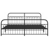 Cadre de lit métal sans matelas avec pied de lit noir 193x203cm 