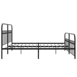 Cadre de lit métal sans matelas avec pied de lit noir 193x203cm 