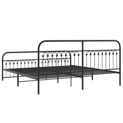 Cadre de lit métal sans matelas avec pied de lit noir 193x203cm 