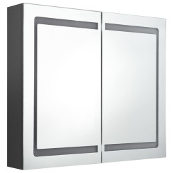 Armoire de salle de bain à miroir LED gris 80x12x68 cm 