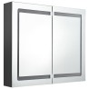 Armoire de salle de bain à miroir LED gris 80x12x68 cm 