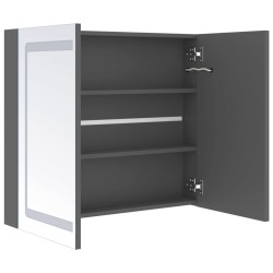 Armoire de salle de bain à miroir LED gris 80x12x68 cm 