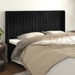 Tête de lit avec oreilles Noir 183x16x118/128 cm Velours 