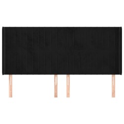 Tête de lit avec oreilles Noir 183x16x118/128 cm Velours 
