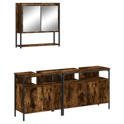 Ensemble de meubles de salle de bain 3 pcs Chêne fumé 