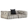 Pouf modulaire à 2 places Gris rayé Tissu 