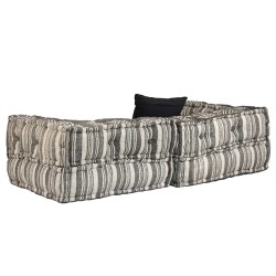 Pouf modulaire à 2 places Gris rayé Tissu 