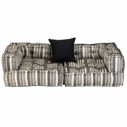 Pouf modulaire à 2 places Gris rayé Tissu 