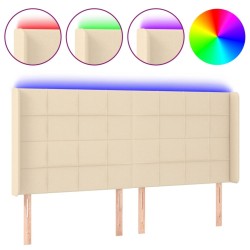 Tête de lit à LED Crème 203x16x118/128 cm Tissu 