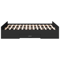 Cadre de lit avec tiroirs sans matelas noir 135x190 cm 