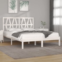 Cadre de lit sans matelas blanc bois de pin massif 
