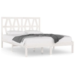Cadre de lit sans matelas blanc bois de pin massif 