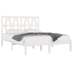 Cadre de lit sans matelas blanc bois de pin massif 