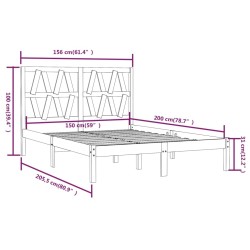 Cadre de lit sans matelas blanc bois de pin massif 