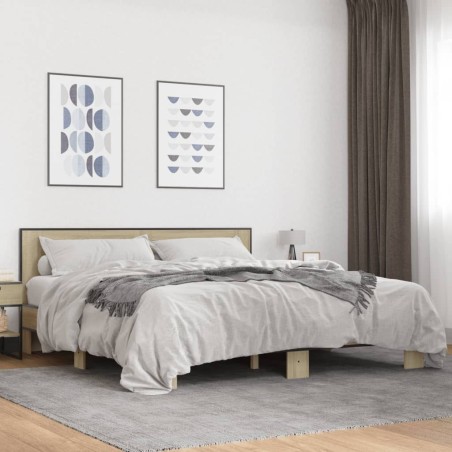 Cadre de lit sans matelas chêne sonoma 200x200 cm 