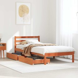 Cadre de lit sans matelas cire marron 100x200cm bois pin massif 
