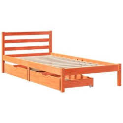 Cadre de lit sans matelas cire marron 100x200cm bois pin massif 