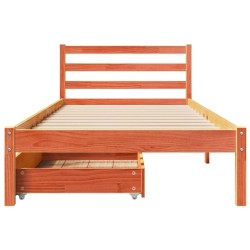 Cadre de lit sans matelas cire marron 100x200cm bois pin massif 