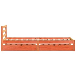 Cadre de lit sans matelas cire marron 100x200cm bois pin massif 