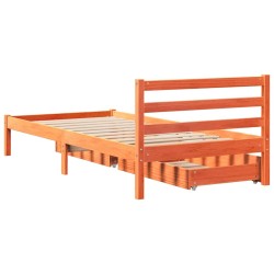 Cadre de lit sans matelas cire marron 100x200cm bois pin massif 