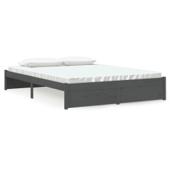 Cadre de lit sans matelas gris bois massif 150x200 cm 
